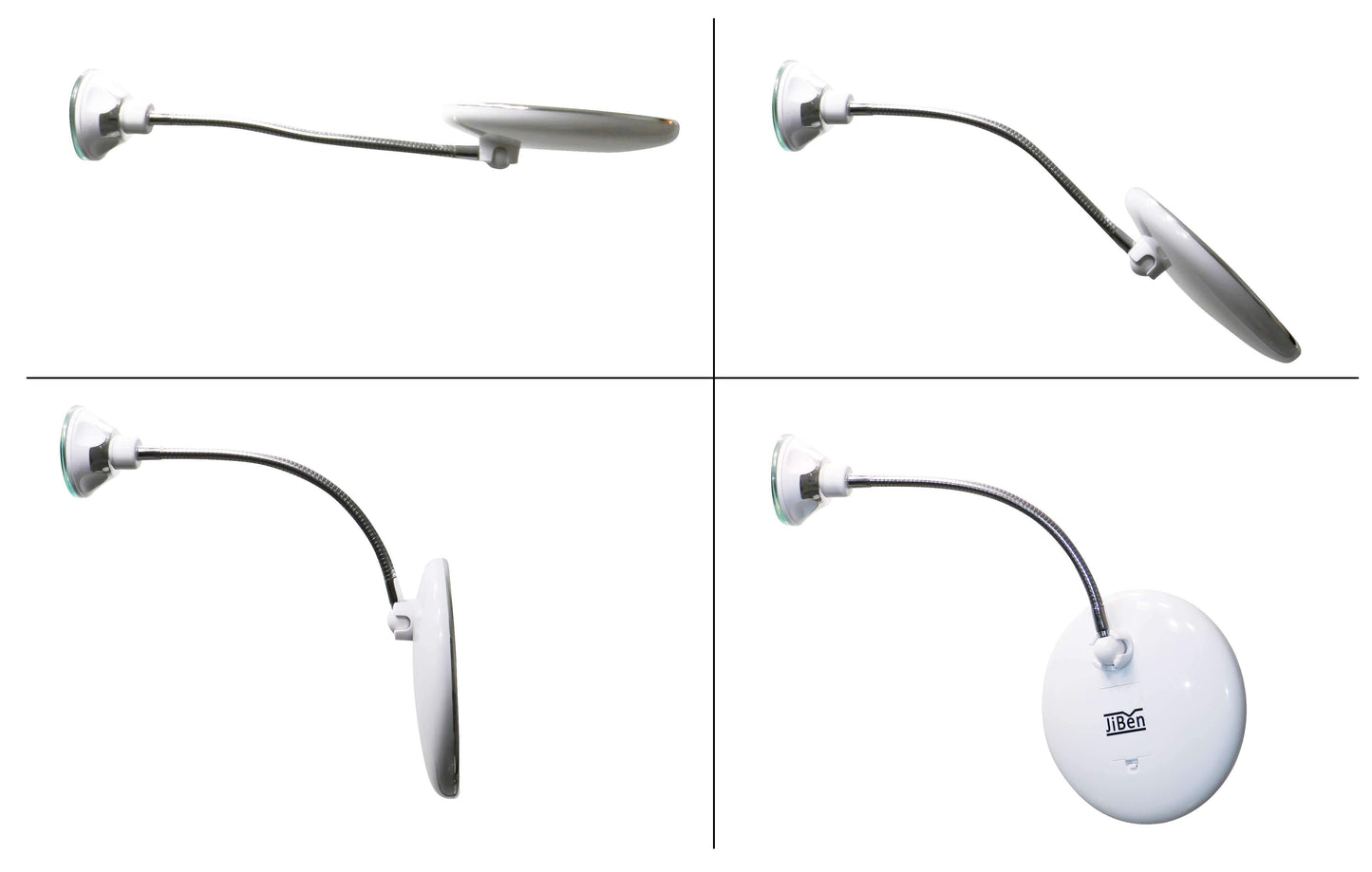 LED cosmetic mirror with 10x magnification and flexible gooseneck