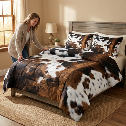 Cow Print Duvet Cover Set – Western Style for Your Bedroom