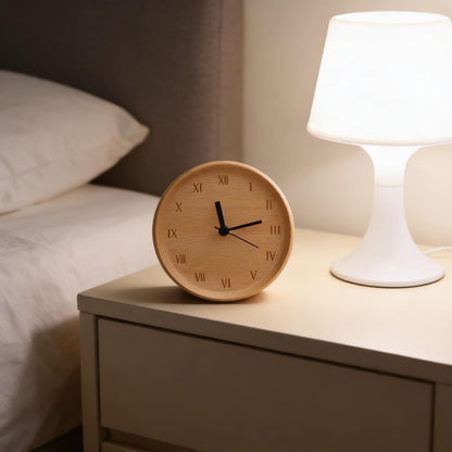 Beech Wood Alarm Clock — Silent Movement, Gentle Alarm, Minimalist Design