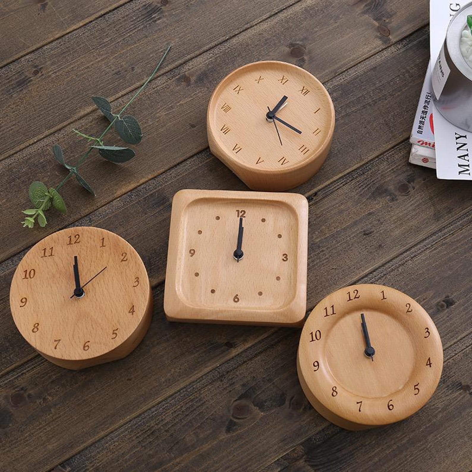 Beech Wood Alarm Clock — Silent Movement, Gentle Alarm, Minimalist Design