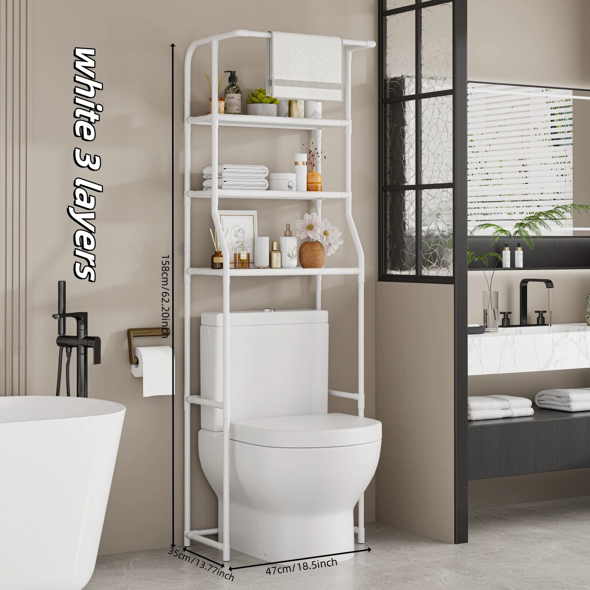 Toilet Shelf with 3 Levels