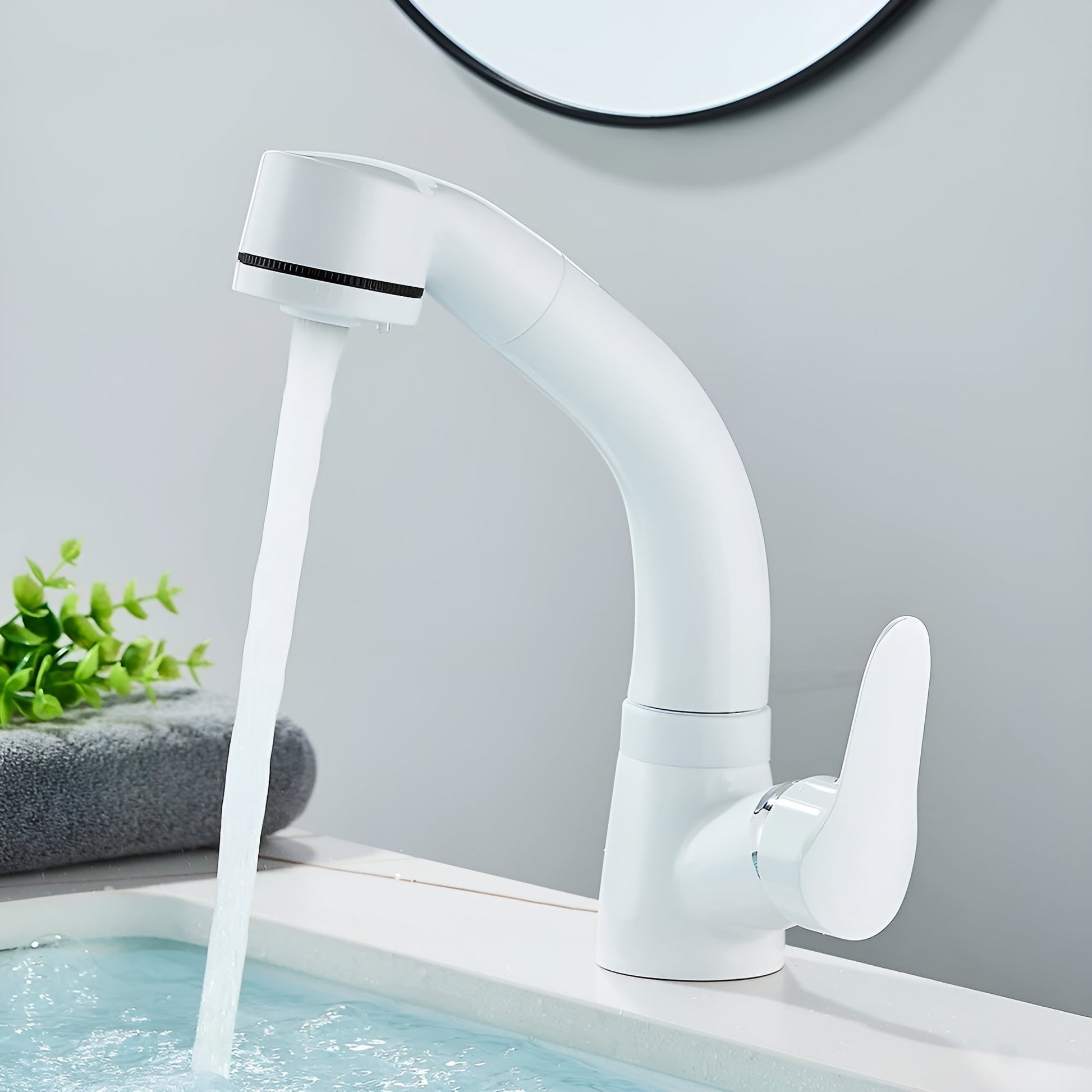 Bathroom Faucet with Pull-Out Spray Head – Extended Reach