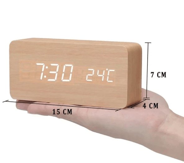 LED wooden watch with voice control