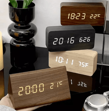 LED wooden watch with voice control