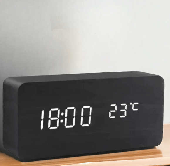 LED wooden watch with voice control