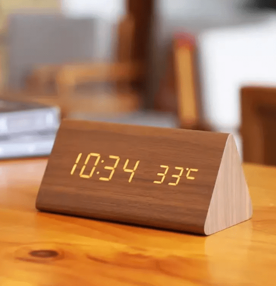 LED wooden watch with voice control